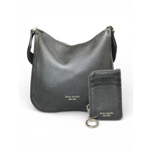 Kate Spade New York Roulette Pebbled Leather Messenger Bag & Wallet Black